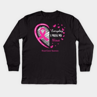 In Remembrances Niece Cute Pink Breast Cancer Awareness Month Kids Long Sleeve T-Shirt